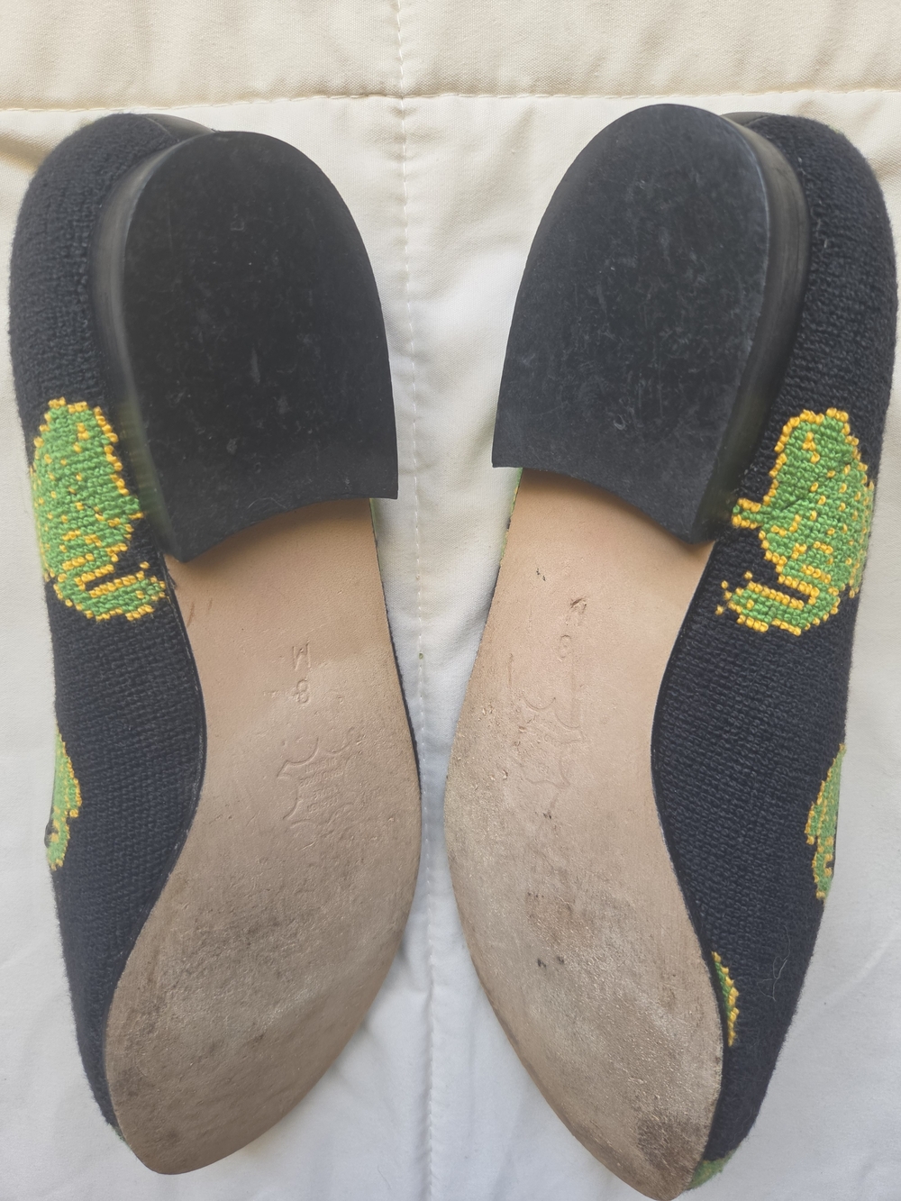 ZALO Frog Needlepoint Loafers Black Green Women’s Size 8 - Picture 4 of 5